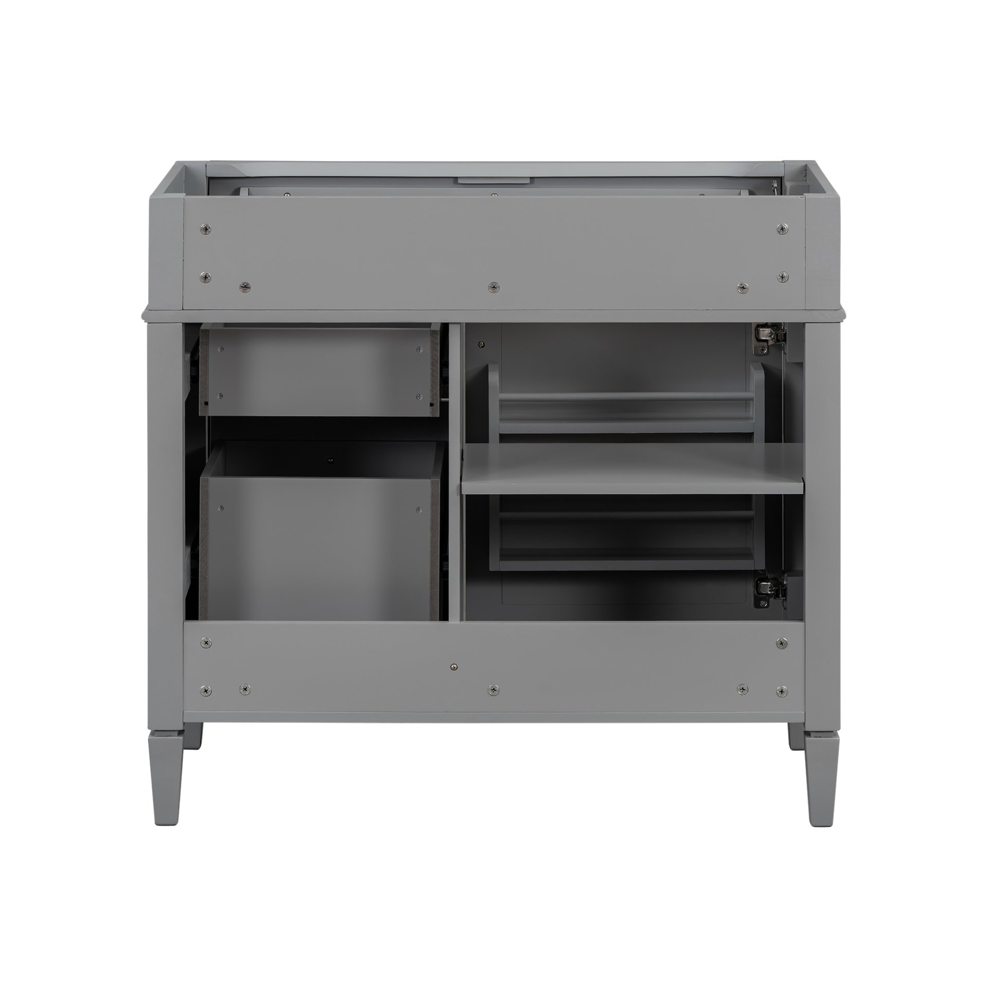 Bathroom Vanity Without Top Sink, Modern Bathroom Storage Cabinet With 2 Drawers And A Tip-Out Drawer, Frame (Not Include Basin Sink) - Gray - Image 5