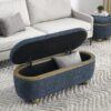 Modern Upholstered Storage Ottoman Bench With Seating - Dark Blue - Image 8