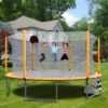 16Ft Trampoline With Basketball Hoop Pump And Ladder (Inner Safety Enclosure) With Soccer Goal - Orange - Image 2