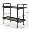 Modern Industrial Bar Cart With Shelving And Rolling Casters - Walnut - Image 3