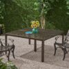 Outdoor Modern Aluminum Dining Table With Woven Accents - Gloss Black - Image 5