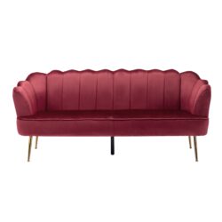 Modern Glam 3 Seater Sofa With Velvet / Gold Iron Legs - Natural