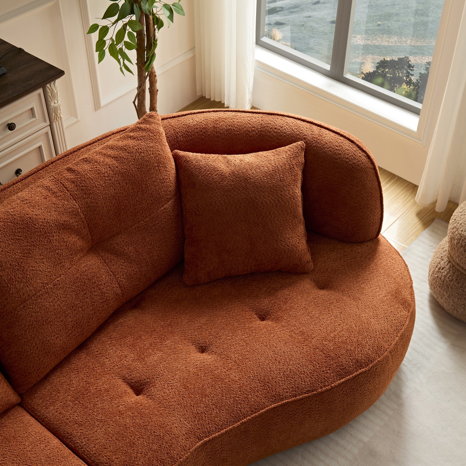 Modern Modular Sofa With Durable Fabric And Solid Wood Frame For 4 People - Orange - Image 6