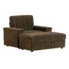 Oversized Chaise Lounge Indoor Rabbit Fur Sofa Bed With Storage Ottoman And Armrests Cup Holders With Deep Seat - Brown - Image 7