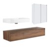 Wall Mounted Bathroom Vanity With Resin Sink And 2 Side Cabinet, 3 Soft Close Drawer - Brown Ebony - Image 8