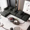 Modern Oversized Modular Sectional Sofa, Sparkling Chenille Fabric Soft Cushion Sofa With 6 Pillows, 6 Pieces Diy Combination Tufted Sofa, No Assembly Required - Black - Image 7