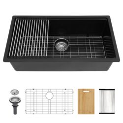 Kitchen Sink 30" X 19" Granite Composite Workstation Undermount Kitchen Sink - Black
