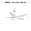 Indoor Ceiling Fan With 5 ABS Blades Remote Control Reversible Dc Motor For Living Room - White - Image 3