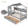 Twin Size House Bed With 2 Drawers, Kids Bed With Storage Shelf - Gray - Image 9