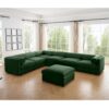 Large Modular Sectional Sofa With Storage Cylindrical Backrest And Armrests 6 Seats Chenille - Green - Image 2