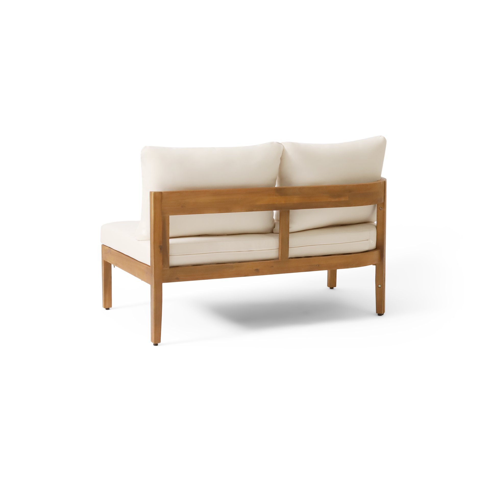 Brooklyn - Sofa Set Rounded Tuxedo Design - Teak / Beige - Image 4