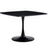 Table Mid-Century Dining Table For 4-6 People With Round MDF Table Top, Pedestal Dining Table, End Table Leisure Coffee Table - Matte Black - Image 3
