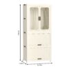 Portable Wardrobe Closet Storage Organizer With Magnetic Doors And Hanging Rod - Cream White - Image 3