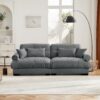 Modern Velvet 2 Seater Sofa With Bolstered Armrests And Pillows Large Size - Gray - Image 4