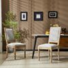 French Country Dining Chairs (Set of 2) Elegant Cane Backrest & Upholstered Seats Solid Rubberwood Frame - Grayish Green - Image 2