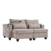 Convertible Chaise Lounge Loveseat Sofa Bed With USB Ports, Cup Holders, Phone Holder, Storage - Brown - Image 11