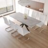 Modern Extendable Dining Table Set For 6 - 8 With Soft Padded Armless Chairs - Gray - Image 6