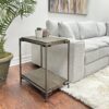 Corbeta - 3 Piece Metal Frame Wood Living Room Coffee Table And 2 Chairside Tables Set, Aged Graphite - Brown - Image 2