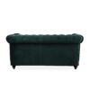Chesterfield Velvet Loveseat Sofa 2 Person Rolled Arm Upholstered Couch - Forest Green - Image 9