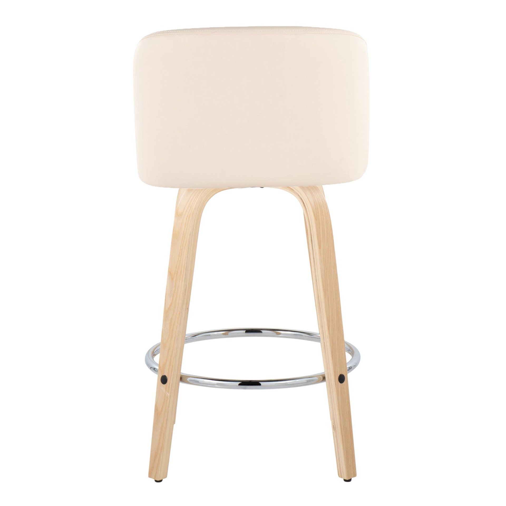 Toriano - Contemporary Fixed Height Counter Stool With Swivel & Round Footrest (Set of 2) - Natural / Cream - Image 5