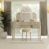 Mirrored Vanity With LED Light,Makeup Vanity Table Set - Champagne - Image 5