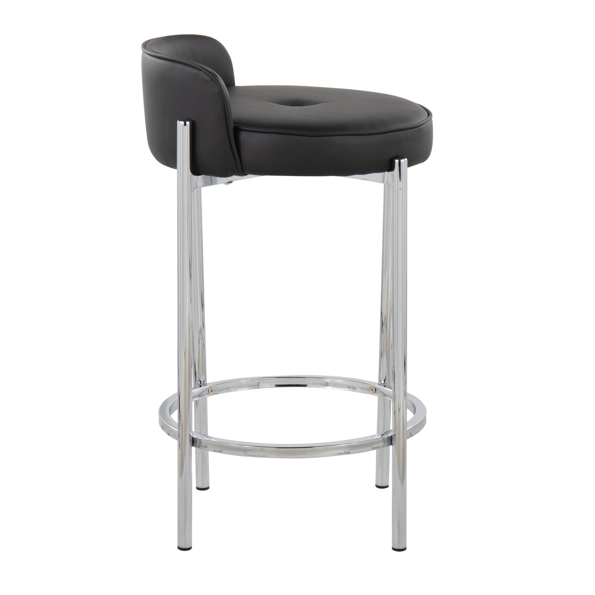Chloe - Contemporary Counter Stool (Set of 2) - Chrome / Black - Image 3
