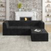 Modern Minimalist Corduroy L Shape Modular Sectional Sofa Sleeper Sofa For Living Room Bedroom - Black - Image 6