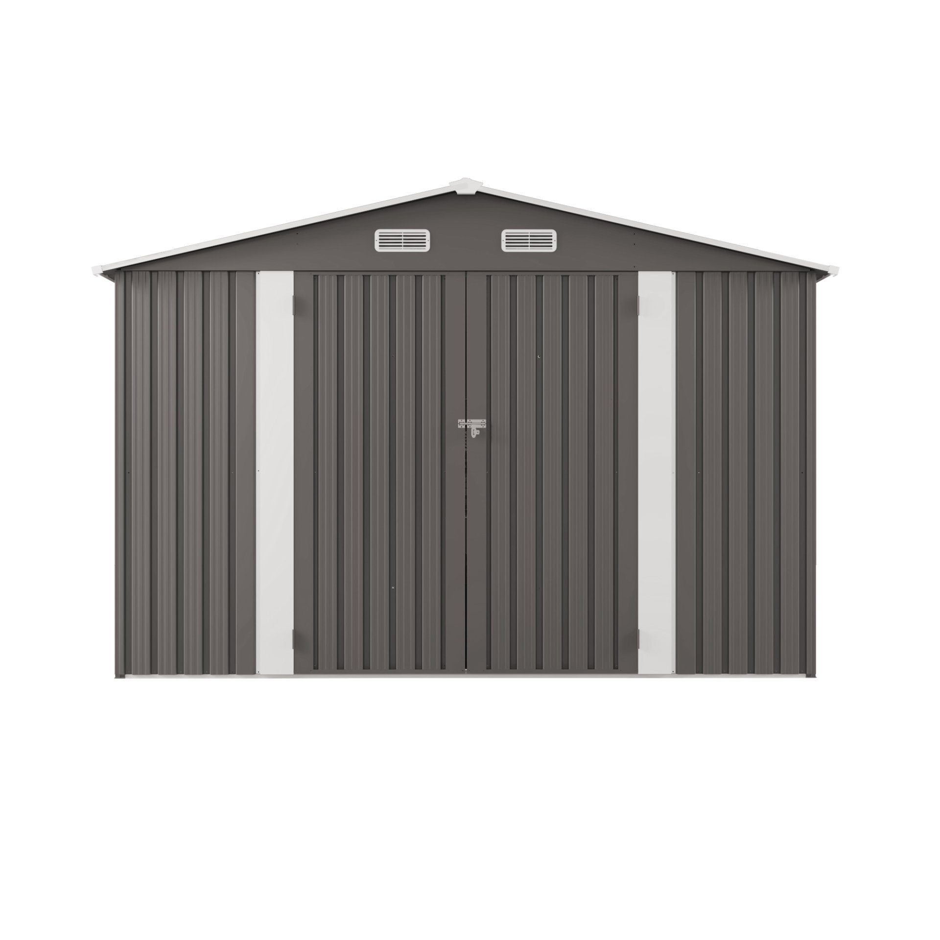 Large Metal Garden Shed With Double Door And Windows Waterproof Tool Shed - Gray - Image 12