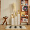 Floor Metal Vase Modern Style Decoration Home Metal Vase (Set of 3) Gorgeous Home Decoration Large Glazed Metal Vases - Gold / White - Image 8