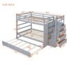 Full Over Full Bunk Bed With Twin Size Trundle And Staircase - Gray - Image 15