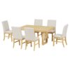 Topmax - 7 Piece Traditional Extendable Dining Table Set With Butterfly Leaf And 6 Upholstered Dining Table Set - Natural - Image 9