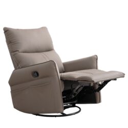 Rocking Recliner Chair, 360 Degree Swivel Nursery Rocking Chair, Glider Chair, Modern Small Rocking Swivel Recliner Chair For Bedroom, Living Room Chair Home Theater Seat, Side Pocket - Brown