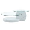 Modern Marble Pattern Coffee Table Versatile Design, Tempered Glass, Oval Countertop - Transparent / White - Image 12