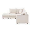 Modern Sectional Sofa With Vertical Stripes, 2 Pillows, 5 Seat Couch With Convertible Ottoman, Various Combinations, L-Shape Indoor Furniture - Beige - Image 6