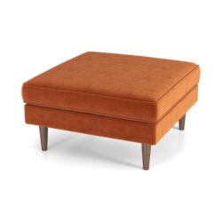 Amber - Square Upholstered Ottoman Velvet - Burnt Orange
