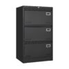Filing Cabinet Lateral File Cabinet 3 Drawer, Blcak Locking Metal File Cabinets Three Drawer, Office Filing Cabinet With Lock Drawers For Home Office - Black - Image 6
