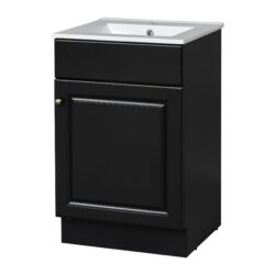 20" Bathroom Vanity With Sink, Freestanding Cabinet With Door Shelf And Adjustable Shelf, And Ceramic Construction - Black