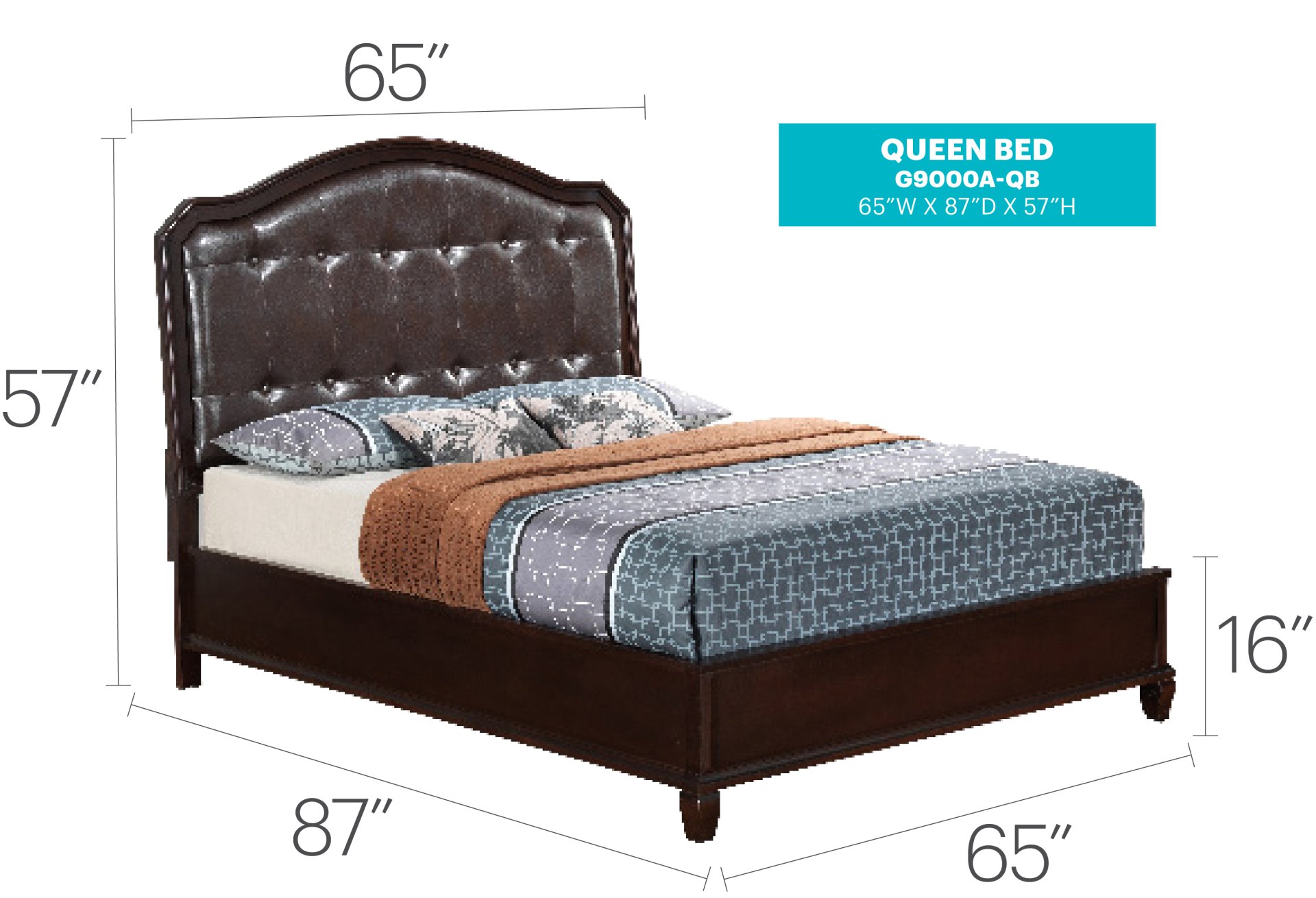 Queen Bed Transitional - Cappuccino - Image 3