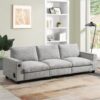 Sectional With Bluetooth Speaker Comfy Cloud Couch Set With Drop Down Table Cup Holders, USB Charger Storage Armrest Wide Seat Sofa - Gray - Image 16