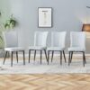 Modern Minimalist Dining And Office Chairs Set With Metal Legs - Light Gray - Image 4