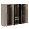 6 Doors Wardrobe Storage For Bedroom, With 2 Drawers Inside - Black / Nature - Image 4