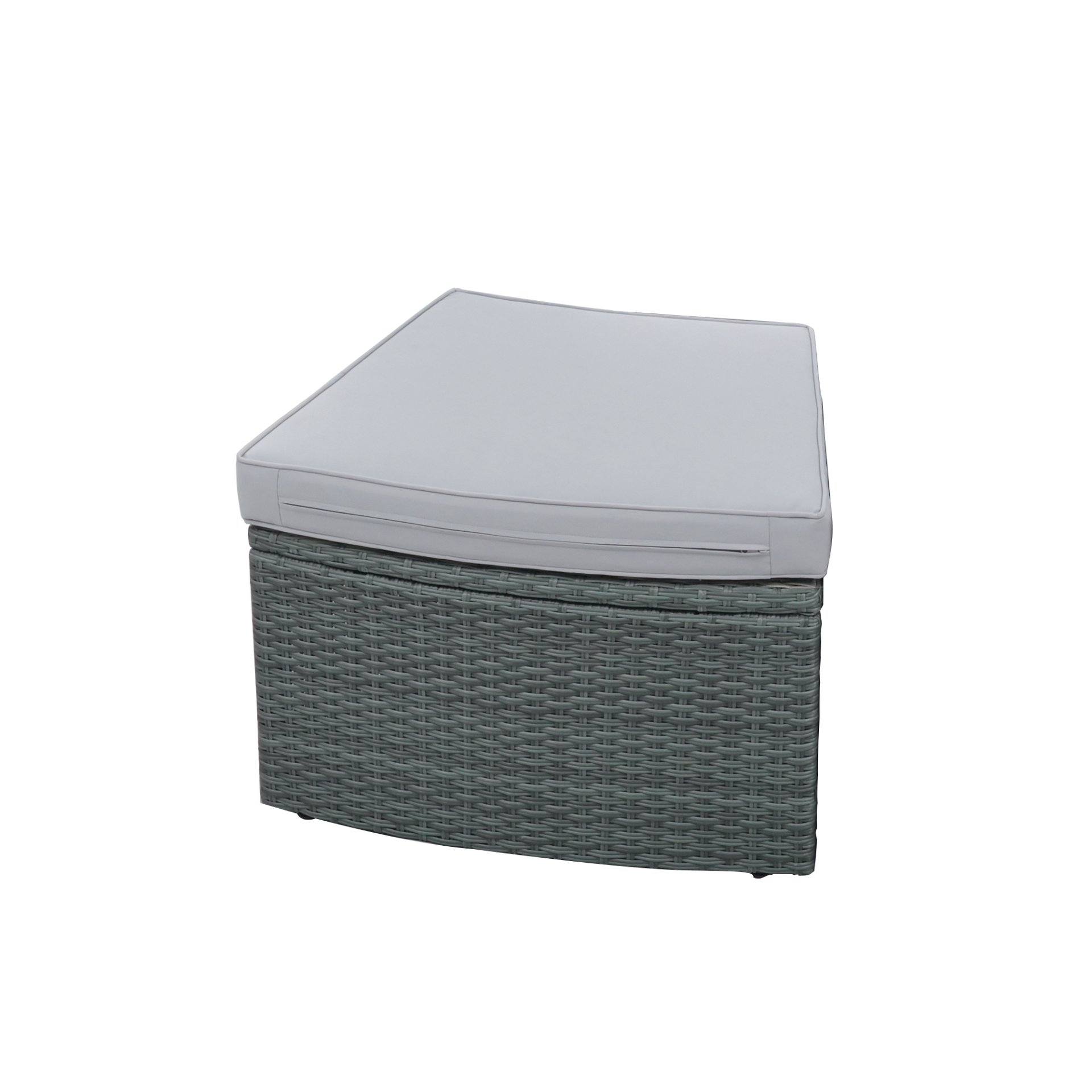 10 Piece Outdoor Sectional Half Round Patio Rattan Sofa Set, Wicker Conversation Furniture Set For Free Combination - Light Gray - Image 22