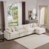 Modern Upholstered L Shape Modular Sectional Sofa 4 Seater With Ottoman Comfortable - Beige - Image 9