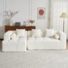 Sectional Sofa Full Compressed Sofa Modular Sofa Couch Free Combined Sofa With Deep Seating And 2 Side Pockets For Living Room - Beige - Image 12