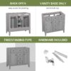 Bathroom Vanity Without Sink, Cabinet Base Only, Two Cabinets And Five Drawers, Solid Wood Frame - Gray - Image 4