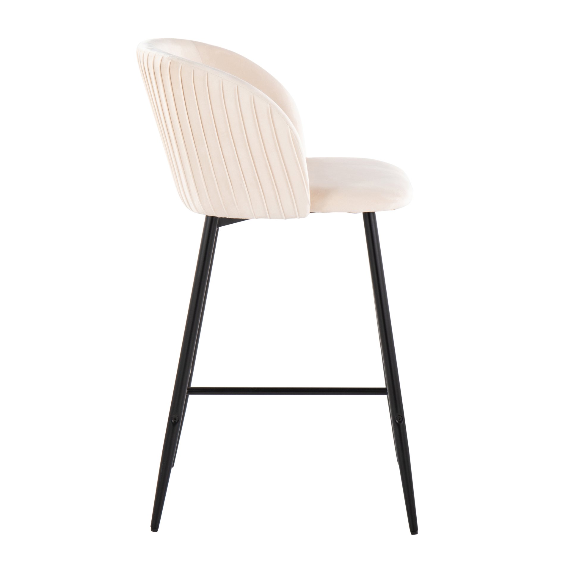 Fran - Pleated Contemporary Fixed Height Counter Stool (Set of 2) - Black / White - Image 3