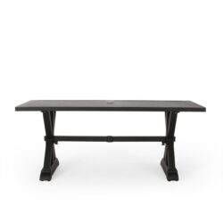Outdoor Dining Table With X Shaped Legs - Black