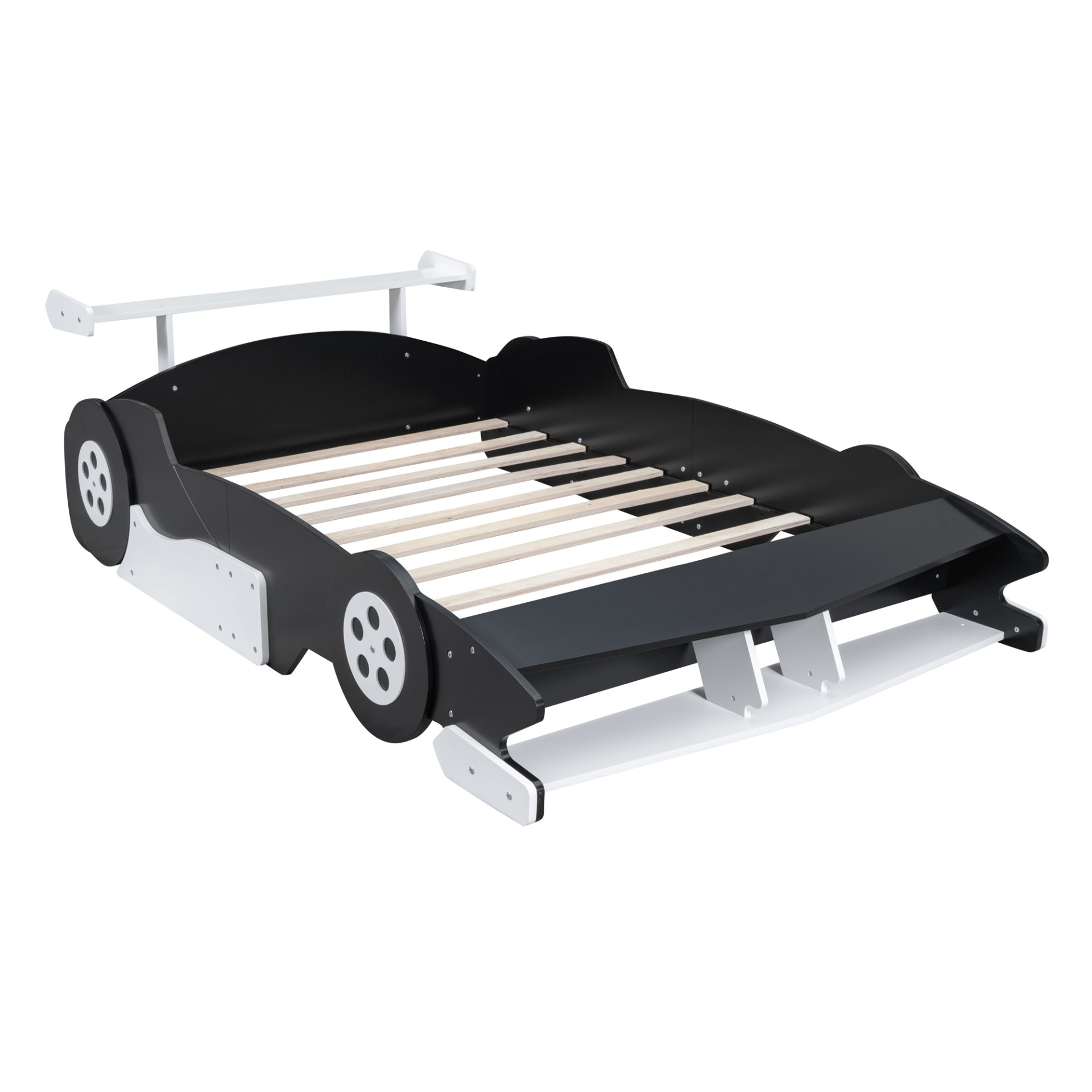Full Size Race Car Shaped Platform Bed With Wheels - Black - Image 8