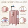 20" / 24" / 28" 3 Pieces / Set Spinner Wheel Luggage, Carry On Suitcase, With Cup Holder & USB Port & Phone Holder - Pink - Image 7