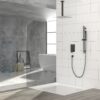 Ceiling Mounted Square Shower System With Adjustable Slide Bar, 16" Rainfall Shower With Handheld - Matte Black - Image 4